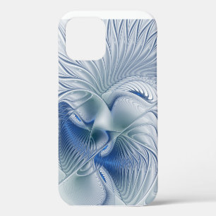 Dynamische Fantasy-Abstrakte Blautöne Fraktalkunst iPhone 12 Hülle