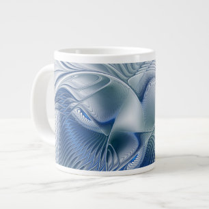 Dynamische Fantasy-Abstrakte Blautöne Fraktalkunst Jumbo-Tasse