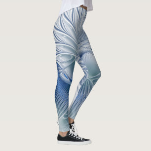 Dynamische Fantasy-Abstrakte Blautöne Fraktalkunst Leggings