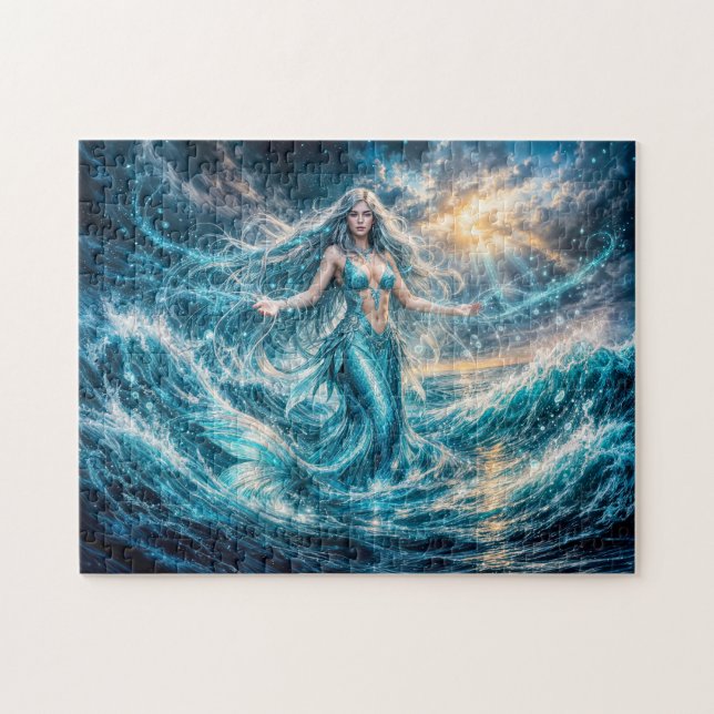 Dynamische Fantasy-Meeresjungfrau in strahlender O Puzzle (Horizontal)