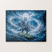 Dynamische Fantasy-Werwolf unter dramatischem Mond