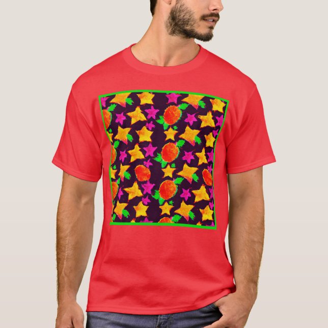 Dynamische Farben Muster Kunst T-Shirt (Vorderseite)