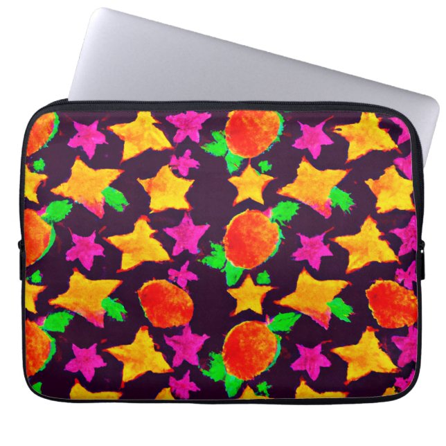Dynamische Farben Obst und Sterne Muster Kunst Laptopschutzhülle (Vorderseite)