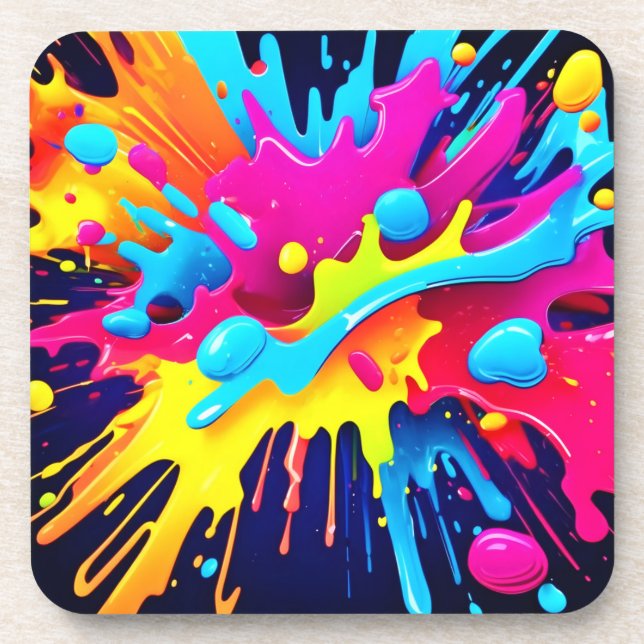 Dynamische fluoreszierende Farbstreifen Getränkeuntersetzer (Vorderseite)