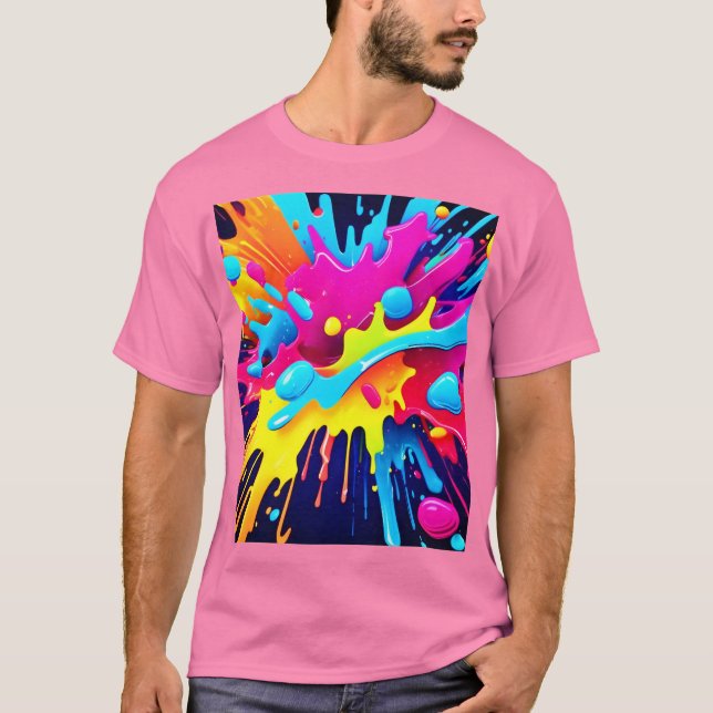 Dynamische fluoreszierende Farbstreifen T-Shirt (Vorderseite)