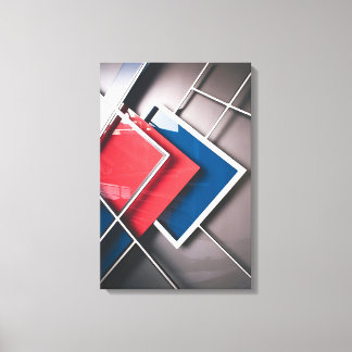 Dynamische Fusion: rote und blaue geometrische Wan Leinwanddruck