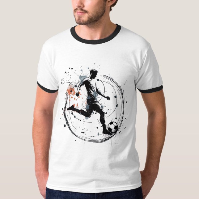 Dynamische Fußballkunst T-Shirt (Vorderseite)