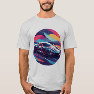 Dynamische futuristische Sportwagen-Illustration T-Shirt