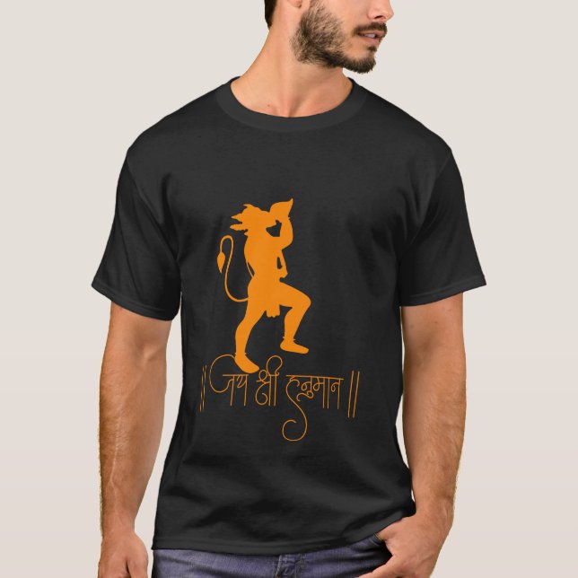 Dynamische Hingabe: Hanuman-Inspiriertes Design-T- T-Shirt (Vorderseite)