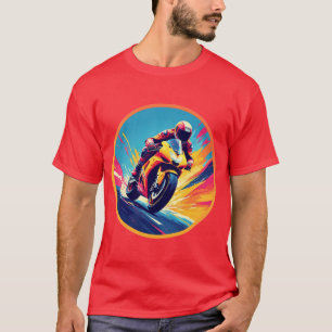 Dynamische Illustration eines Motorradrennfahrers T-Shirt