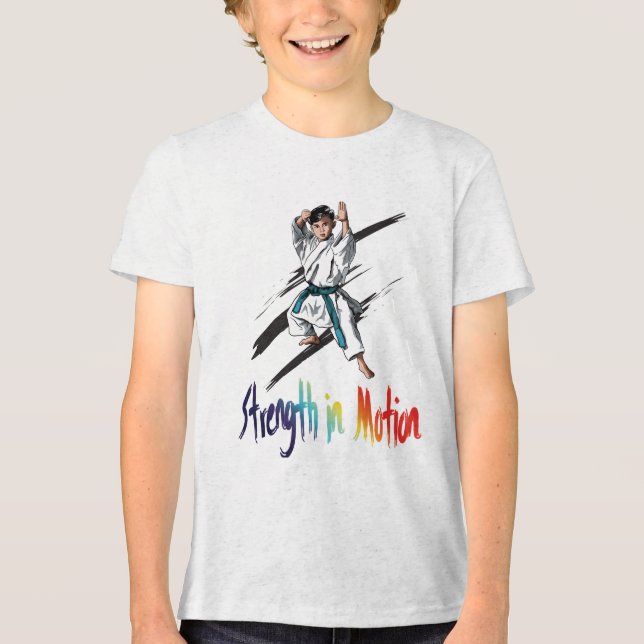 "Dynamische Kraft in jeder Bewegung" Tri-Blend Shirt (Vorderseite)