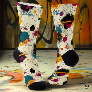Dynamische künstlerische Socken in Türkis, Magenta