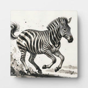 Dynamische laufende Zebra-Tinte-Kunst Fotoplatte