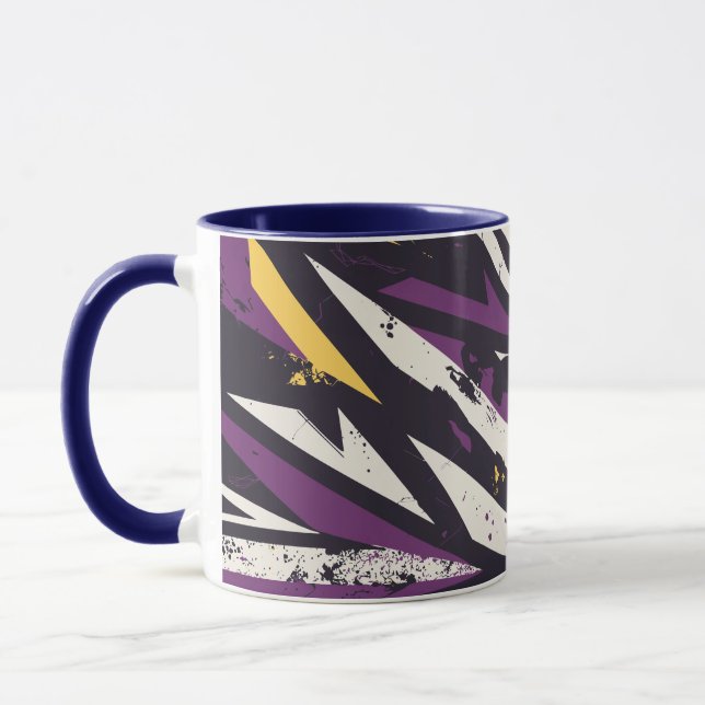 Dynamische Lila und gelbe geometrische Abstrakte K Tasse (Links)