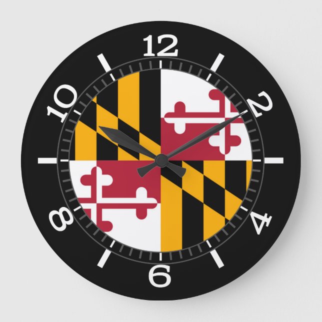 Dynamische Maryland-Staats-Flagge auf a Große Wanduhr (Vorderseite)