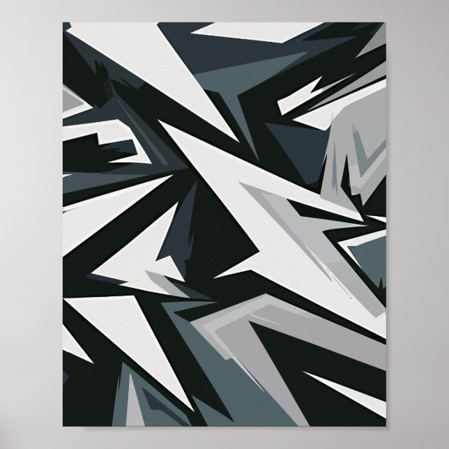 Dynamische monochrome geometrische Kunst Poster (Vorne)
