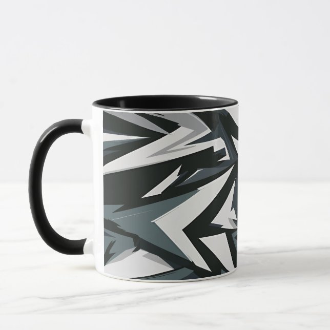 Dynamische monochrome geometrische Kunst Tasse (Links)