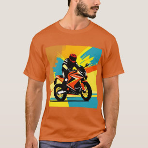 Dynamische Motorrad-Illustration mit Fahrer T-Shirt