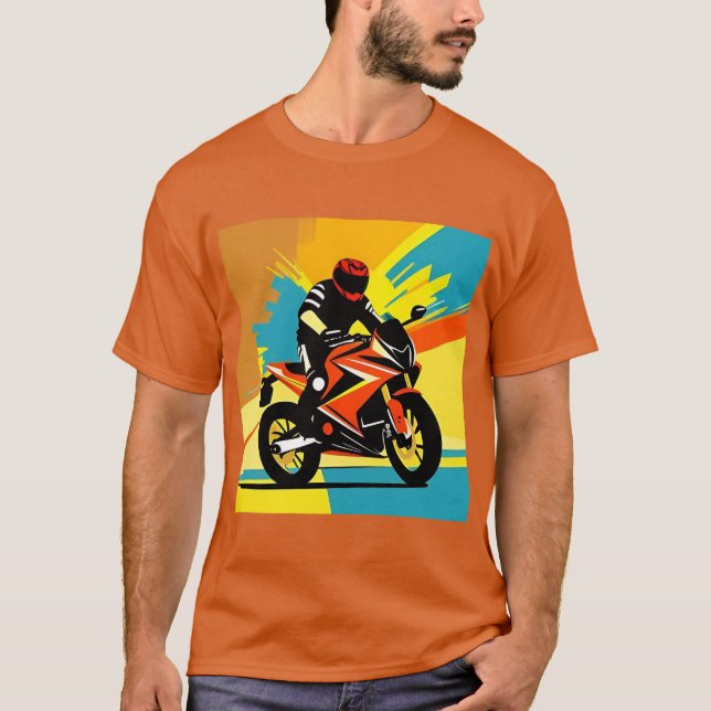 Dynamische Motorradabbildung mit dem Fahrer T-Shirt (Vorderseite)