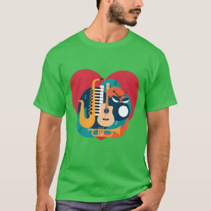 Dynamische Musik Herz Lebendiges Instrument T-Shirt