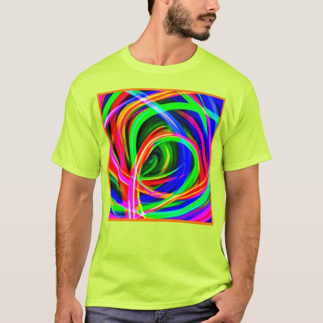 Dynamische Neon Abstrakt Hues T-Shirt (Vorderseite)