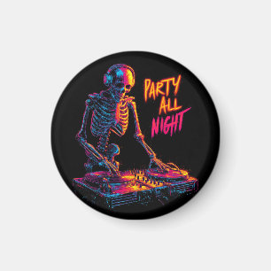 Dynamische Neon-farbige Skeleton DJ Spinning Platt Magnet