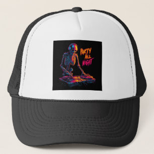 Dynamische Neon-farbige Skeleton DJ Spinning Platt Truckerkappe
