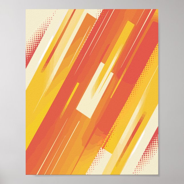 Dynamische Orange- und Gelbstreifen Poster (Vorne)