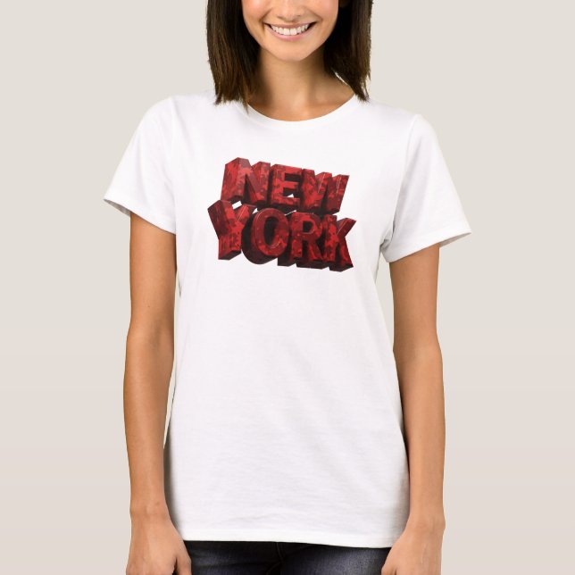 Dynamische rote NEW YORK 3D-Textkunst T-Shirt (Vorderseite)