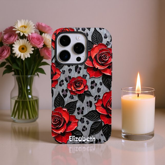 Dynamische Rote Rosen auf Texturierte Leinwand Case-Mate iPhone Hülle (Von Creator hochgeladen)