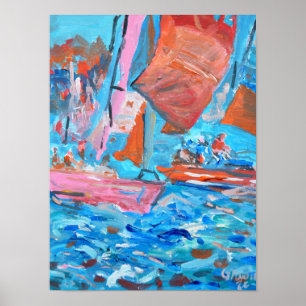 Dynamische Segelregatta Expressionist Poster