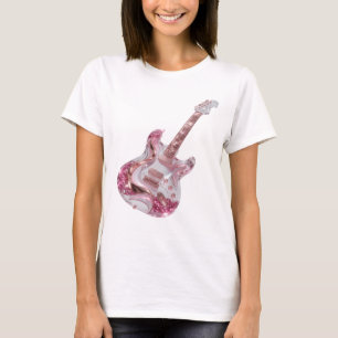Dynamische silberne PINK GLITTER ELEKTRISCHE GITAR T-Shirt