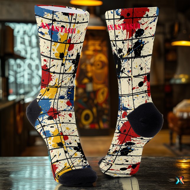 Dynamische Socken mit moderner abstrakter Malerei  (Von Creator hochgeladen)