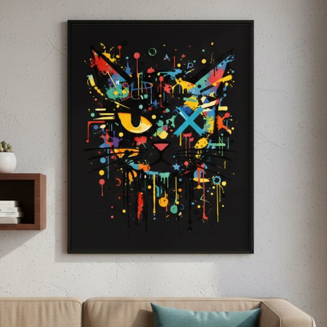 Dynamische Spritzkatze Gesicht Dekorativ  Poster (Von Creator hochgeladen)