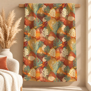 Dynamische Terrakotta-Staubgrüne Boho-Decke Kunst Fleecedecke