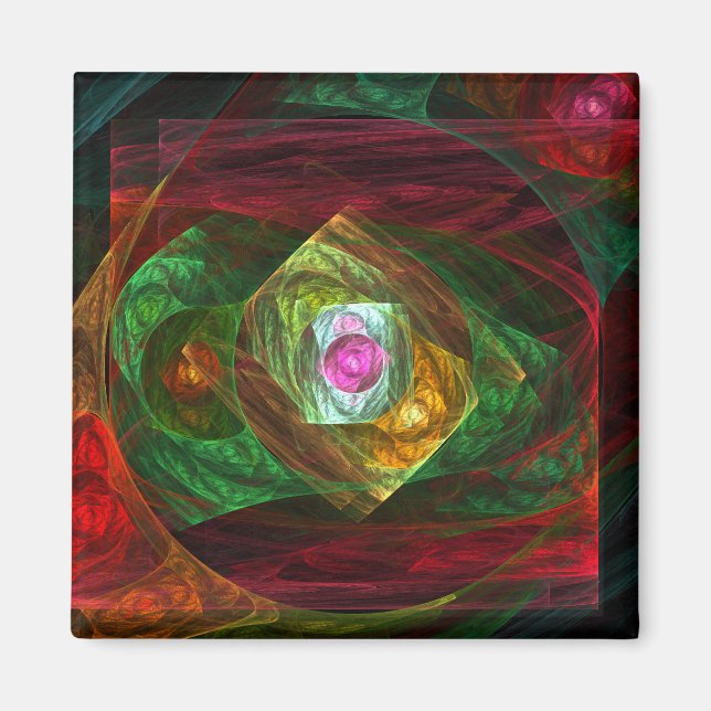 Dynamische Verbindungen Abstrakt Art Square Magnet (Vorne)