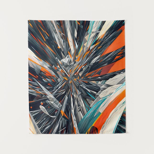 Dynamischer Abstrakter Burst - Geometrische Explos Wandteppich (Vorderseite)