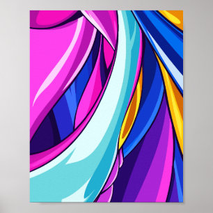 Dynamischer abstrakter Fluss bunter Kurven Poster