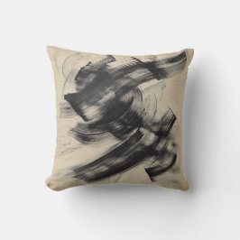 Dynamischer Abstrakter Pinsel mit schwarzer Tinte Kissen