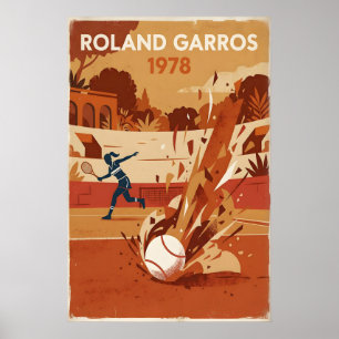 Dynamischer Aufschlag Tennis-Druck Vintage-Tonplat Poster
