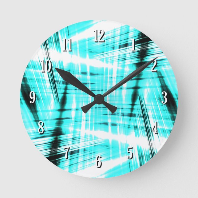 Dynamischer blauer Hintergrund Runde Wanduhr (Vorderseite)