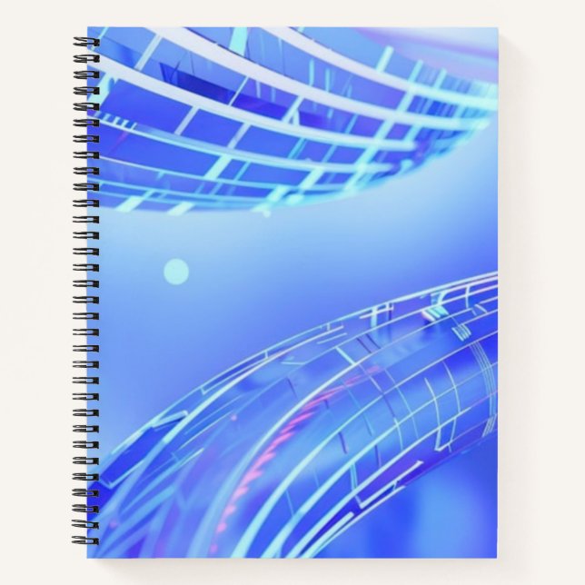 Dynamischer Blauer und Lila digitaler Fluss Notizbuch (Vorderseite)
