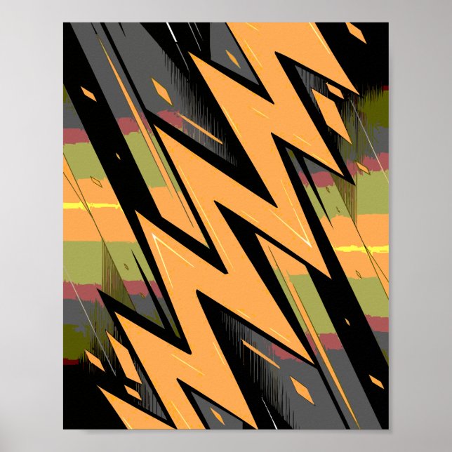 Dynamischer Blitz auf dunklem Hintergrund Poster (Vorne)