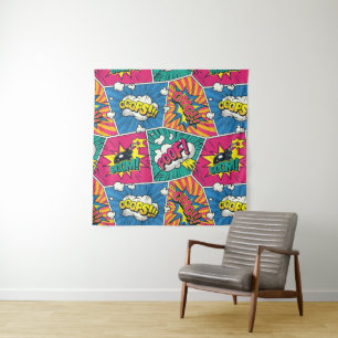 Dynamischer Comicstrip Onomatopoeia Pop Art Wand Wandteppich