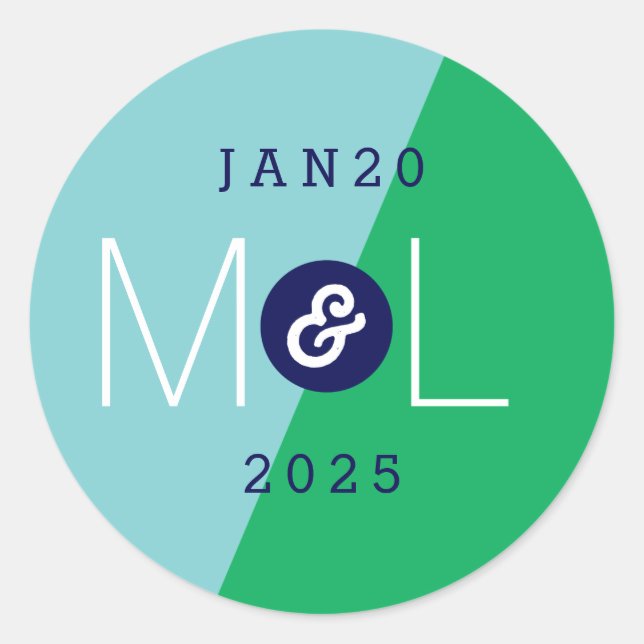 Dynamischer Duo Moderner Aufkleber für das Hochzei (Vorderseite)