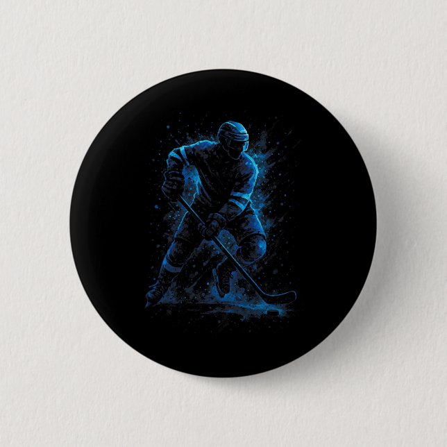 Dynamischer Eishockeyspieler - Sport Winter Schlit Button (Vorderseite)