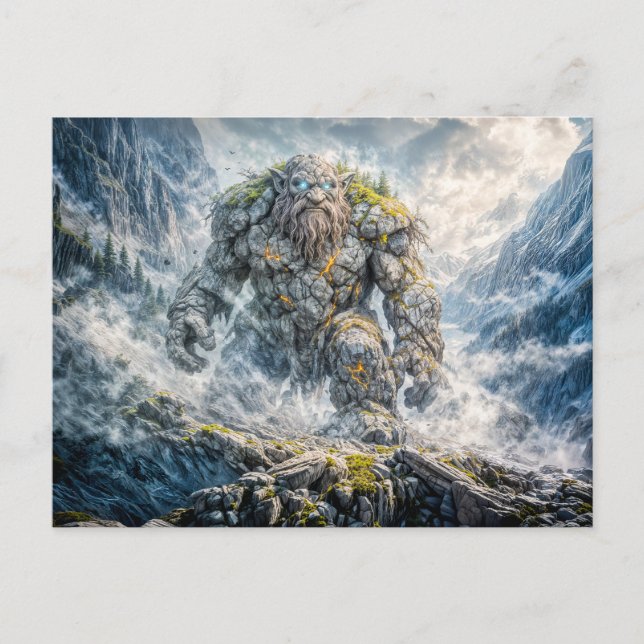 Dynamischer Fantasy-Troll in dramatischer atmosphä Postkarte (Vorderseite)