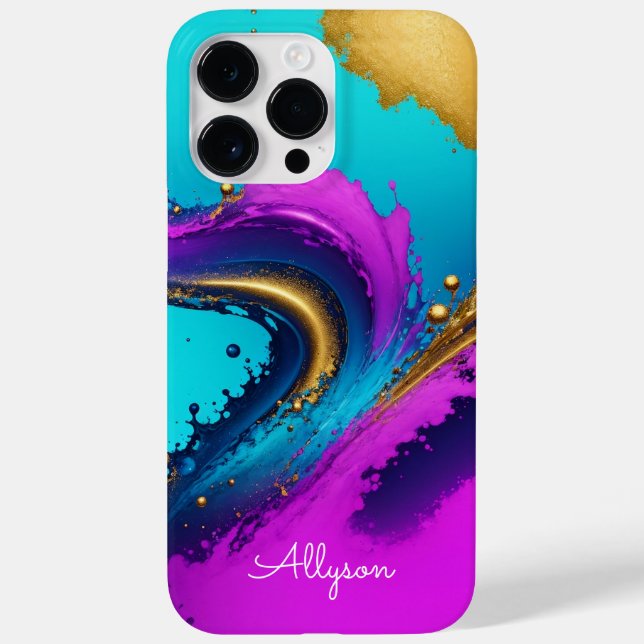 Dynamischer flüssiger Abstrakter, weißer Skriptnam Case-Mate iPhone Hülle (Rückseite)