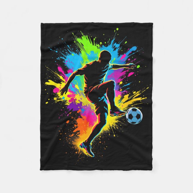 Dynamischer Fußball  Fleecedecke (Vorderseite)