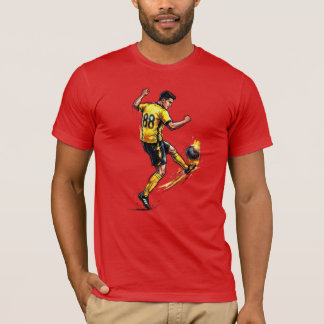 Dynamischer Fußballspieler, der Grafik eines Balle T-Shirt